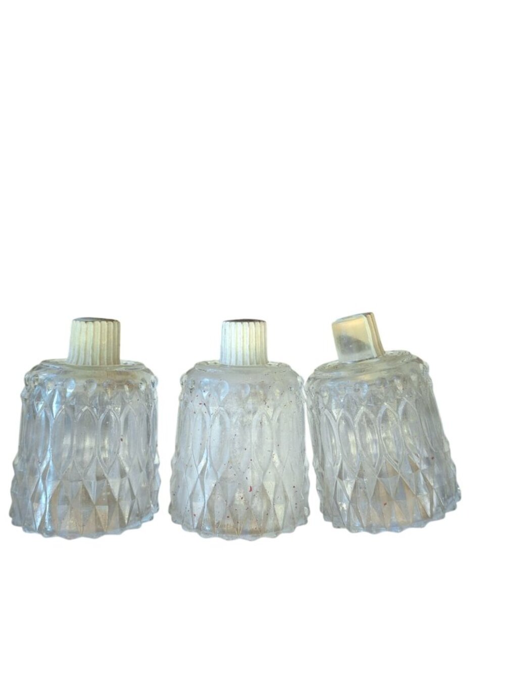 Vintage Clear Glass Peg Voltive Candle holders diamond cut design
